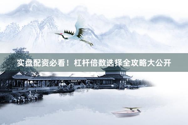 实盘配资必看！杠杆倍数选择全攻略大公开