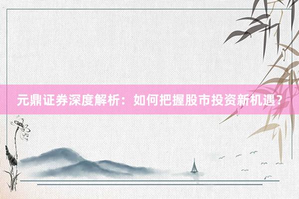 元鼎证券深度解析：如何把握股市投资新机遇？