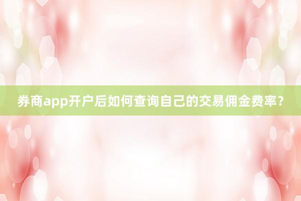券商app开户后如何查询自己的交易佣金费率？
