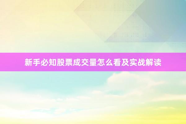 新手必知股票成交量怎么看及实战解读