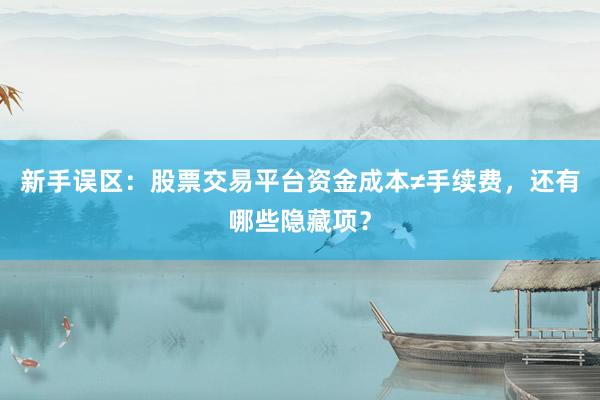 新手误区：股票交易平台资金成本≠手续费，还有哪些隐藏项？