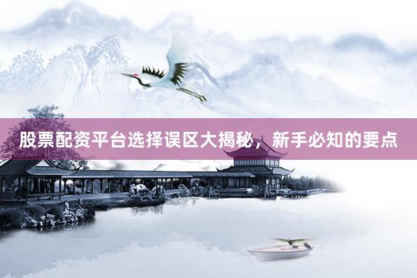 股票配资平台选择误区大揭秘，新手必知的要点