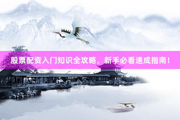股票配资入门知识全攻略，新手必看速成指南！