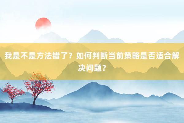 我是不是方法错了?如何判断当前策略是否适合解决问题?