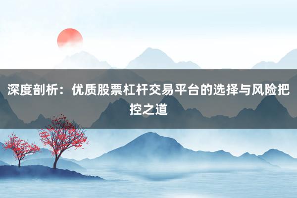 深度剖析:优质股票杠杆交易平台的选择与风险把控之道