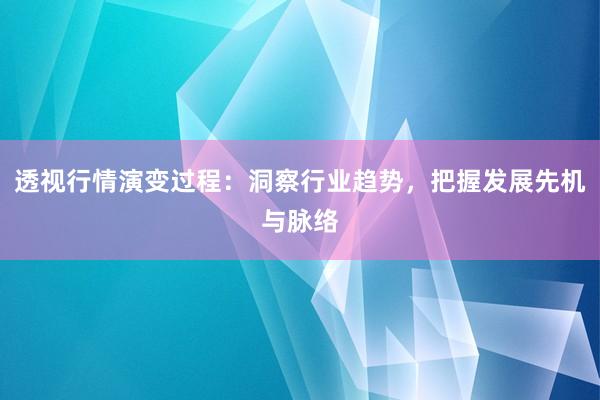 透视行情演变过程：洞察行业趋势，把握发展先机与脉络