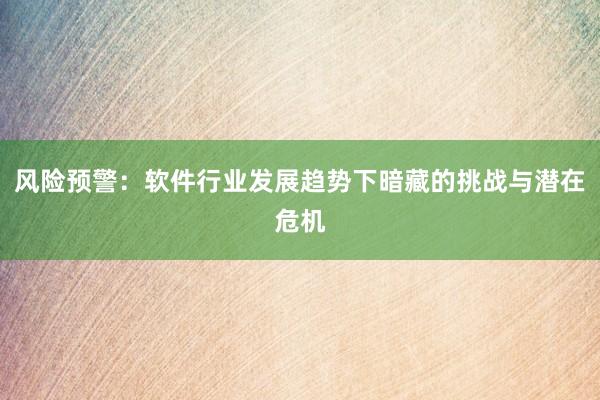 风险预警：软件行业发展趋势下暗藏的挑战与潜在危机