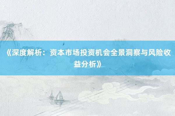 《深度解析：资本市场投资机会全景洞察与风险收益分析》